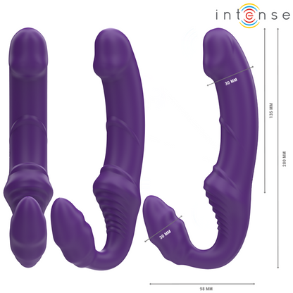 INTENSE Vibrador Duplo Jill 20cm Roxo com Controle Remoto para estimulação de casais