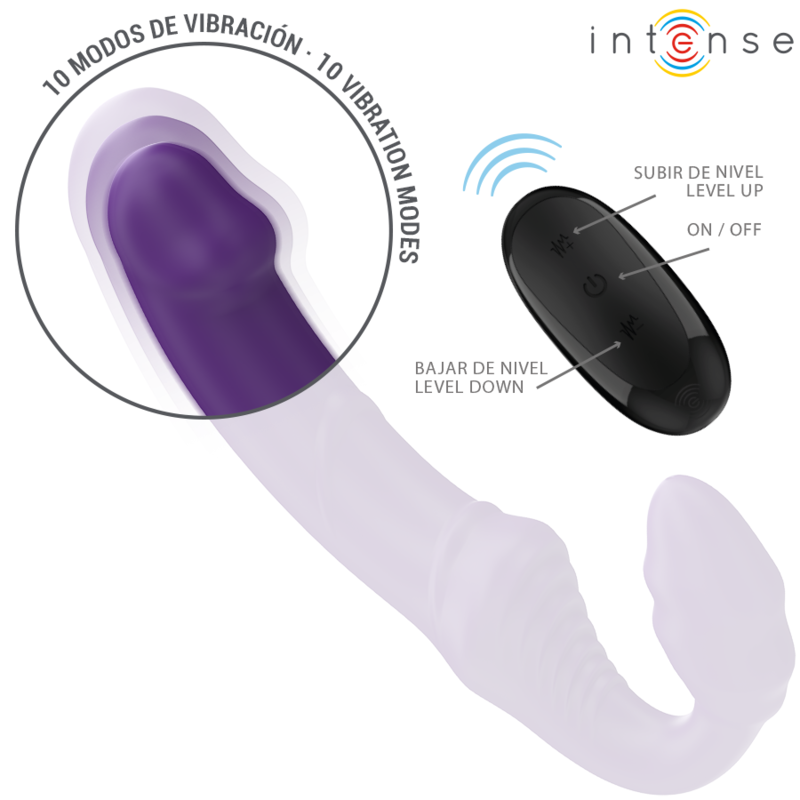 INTENSE Vibrador Duplo Jill 20cm Roxo com Controle Remoto para estimulação de casais