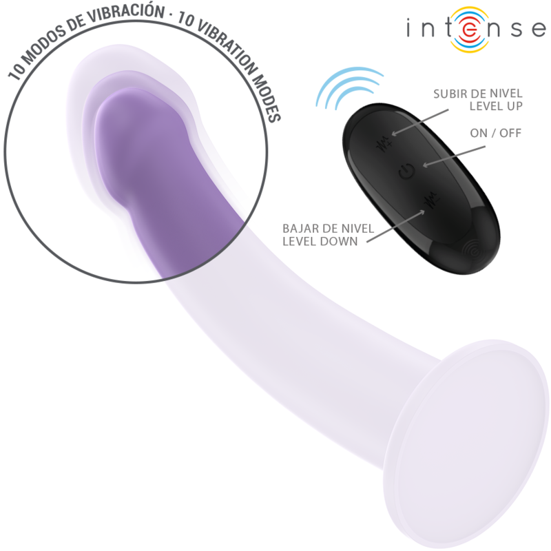 Close-up do Vibrador INTENSE Eddie Roxo com Controle Remoto, destacando seu design ergonômico e material de silicone.