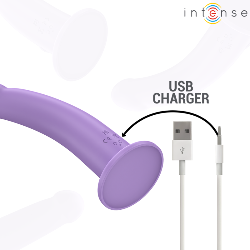 Close-up do Vibrador INTENSE Eddie Roxo com Controle Remoto, destacando seu design ergonômico e material de silicone.