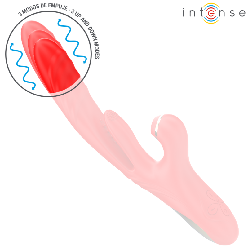 Vibrador Multifuncional INTENSE KAROL com funções de thrust, vibração e sucção, cor vermelho
