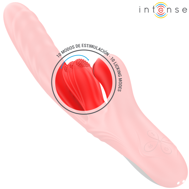 Vibrador Multifuncional INTENSE KAROL com funções de thrust, vibração e sucção, cor vermelho