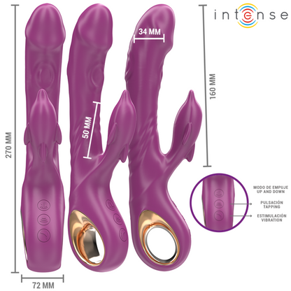 Vibrador Multifuncional INTENSE Halle com Língua Estimuladora em Formato de Golfinho Roxo