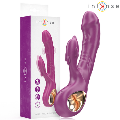 Vibrador Multifuncional INTENSE Halle com Língua Estimuladora em Formato de Golfinho Roxo