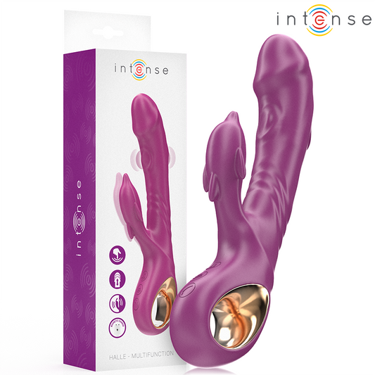 Vibrador Multifuncional INTENSE Halle com Língua Estimuladora em Formato de Golfinho Roxo