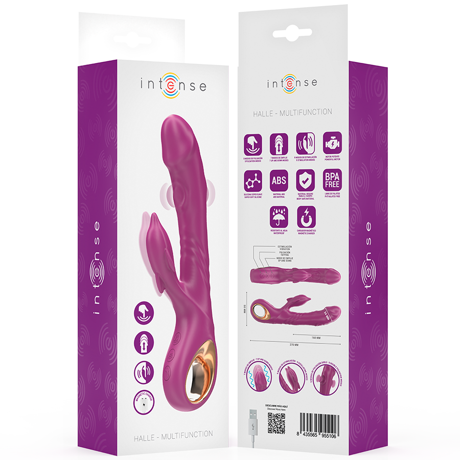 Vibrador Multifuncional INTENSE Halle com Língua Estimuladora em Formato de Golfinho Roxo