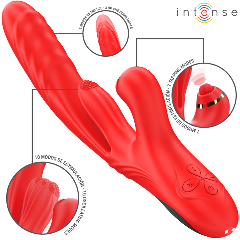 Vibrador Multifuncional INTENSE Rosalia 3 em 1 Vermelho