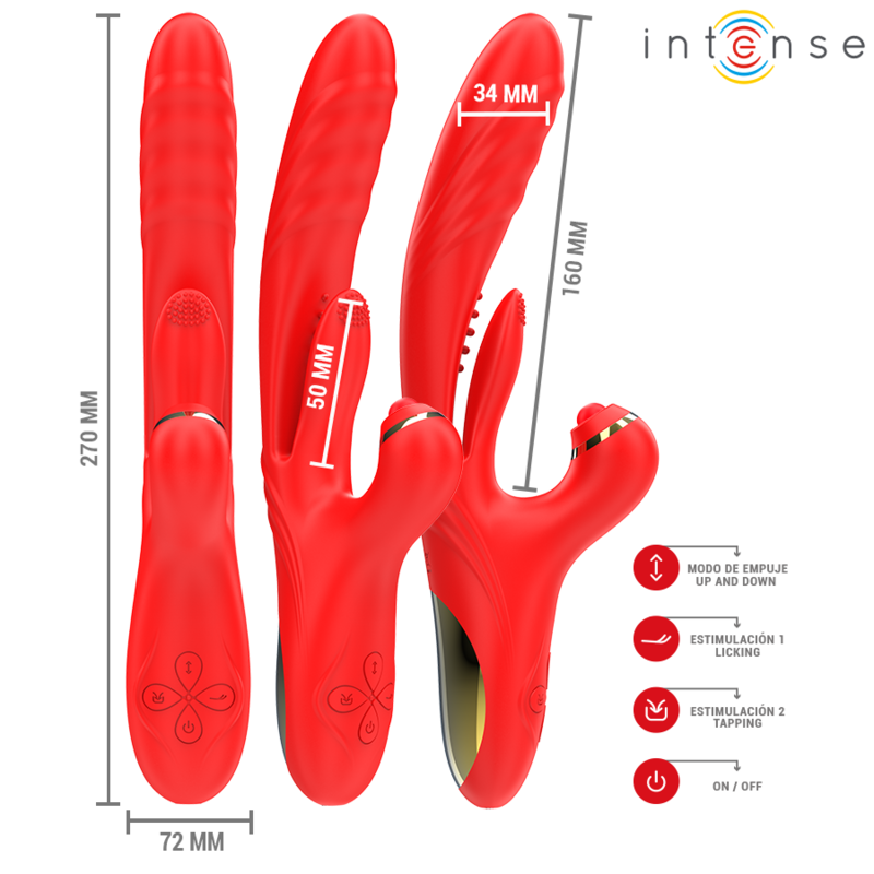Vibrador Multifuncional INTENSE Rosalia 3 em 1 Vermelho