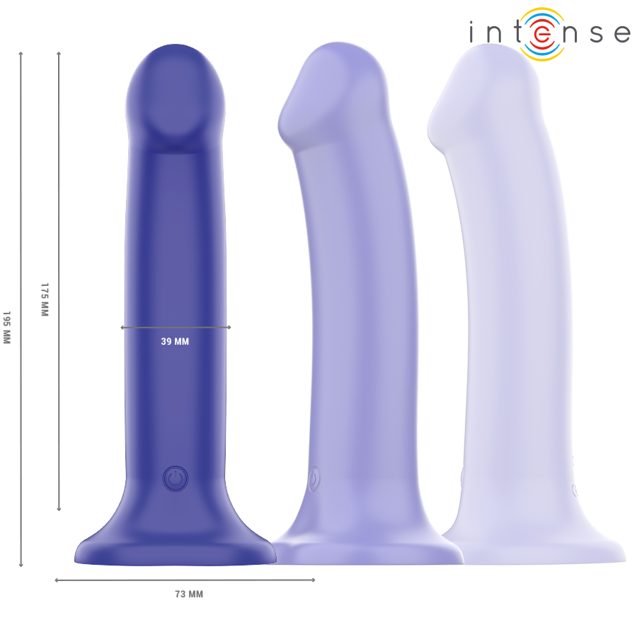 Vibrador INTENSE Victoria com ventosa, 10 vibrações e controle remoto, na cor azul escuro