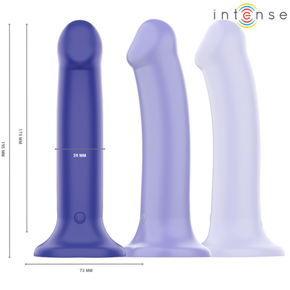 Vibrador INTENSE Victoria com ventosa, 10 vibrações e controle remoto, na cor azul escuro