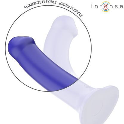 Vibrador INTENSE Victoria com ventosa, 10 vibrações e controle remoto, na cor azul escuro