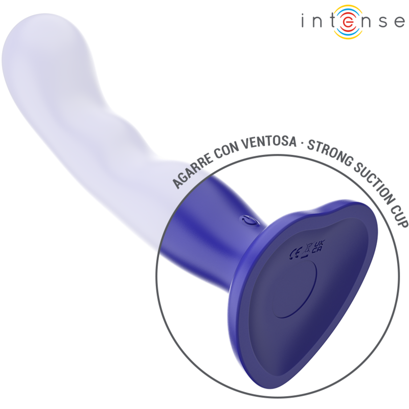 INTENSE Vibrador Shorty Azul com controle remoto e ventosa, feito de silicone macio.