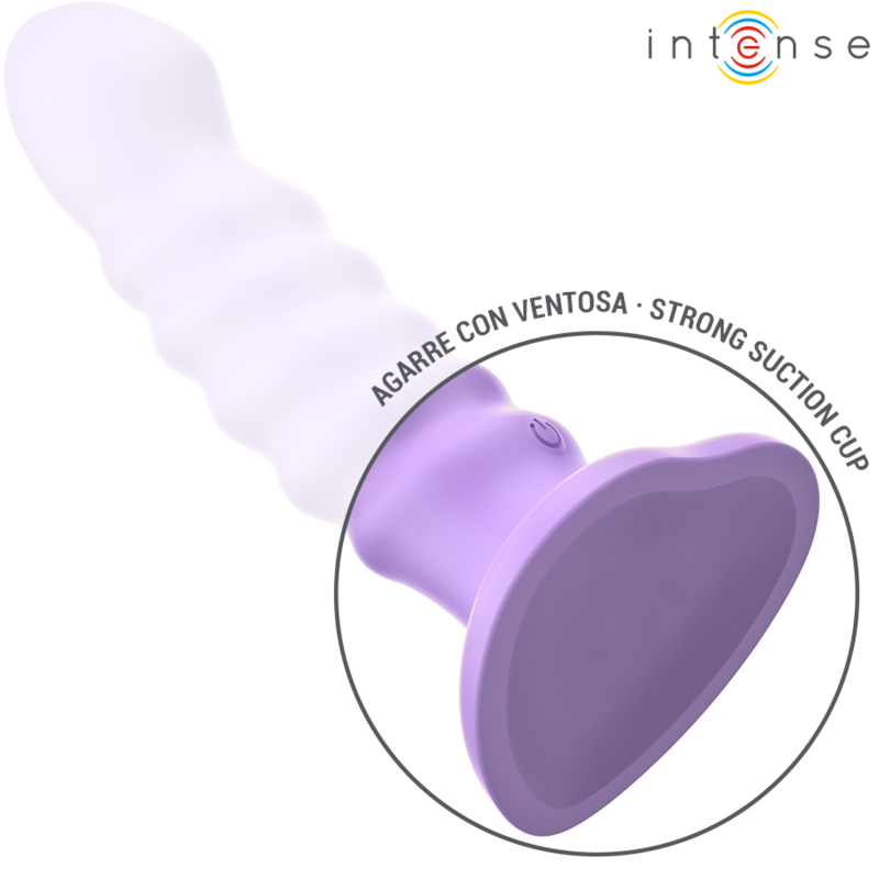 Vibrador INTENSE Brenda roxo com design espiral e controle remoto, corpo de silicone.