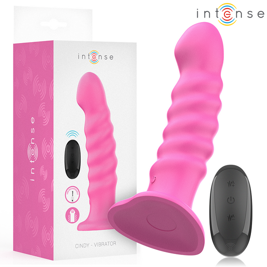 Vibrador Intense Cindy Tamanho L rosa com design espiral e controle remoto