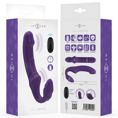 INTENSE Vibrador Duplo Jill 20cm Roxo com Controle Remoto para estimulação de casais