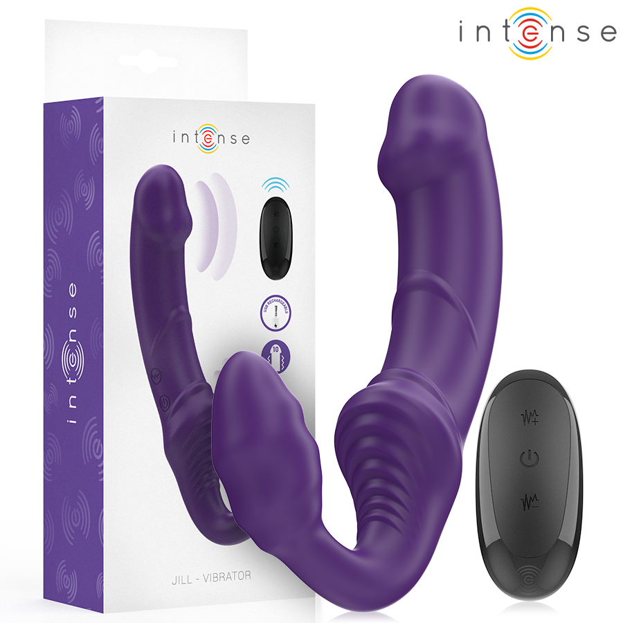 INTENSE Vibrador Duplo Jill 20cm Roxo com Controle Remoto para estimulação de casais