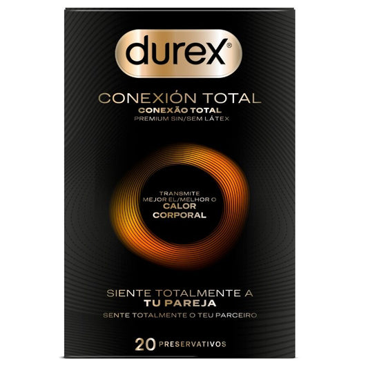 Embalagem de DUREX Total Connection, preservativos ultrafinos sem látex, 20 unidades.