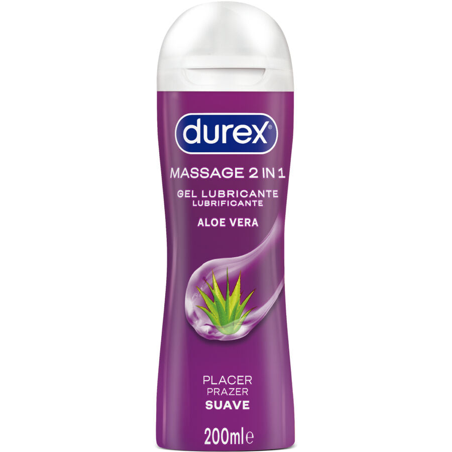 DUREX Gel Lubrificante de Massagem Suave com Aloe Vera 200ml para prazer e hidratação.