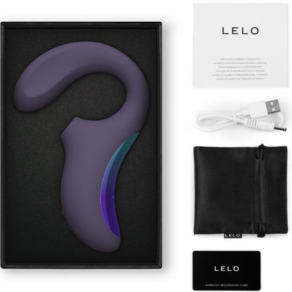 LELO ENIGMA Wave Massageador de Tripla Vibração Cyber Roxo, destacando seu design ergonômico e acabamento em silicone suave.