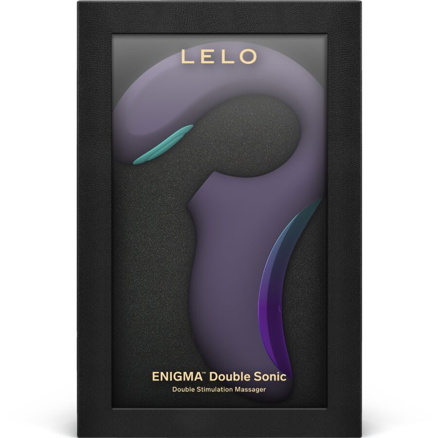 Vista detalhada do vibrador sônico LELO ENIGMA Duplo Ponto G e Clitóris Cyber Roxo, destacando seu design ergonômico e tecnologias de estimulação.