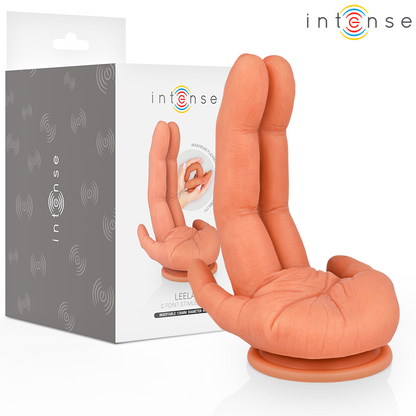 Intense Estimulador Ponto G Leela Mão Flexível 12,6 cm, mostrando o design realista e a flexibilidade do silicone.