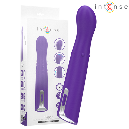 Vibrador Intense Helena Up & Down com esferas para estimulação G-spot, mostrando seu design ergonômico e material de silicone.