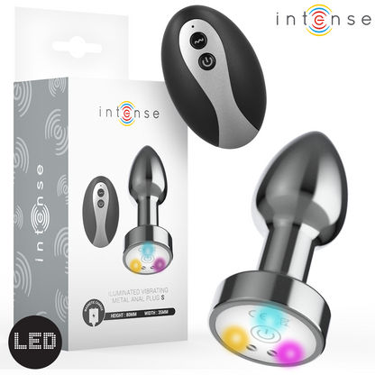 Plug Anal Vibrante de Metal Intense com LED e Controle Remoto, Tamanho S