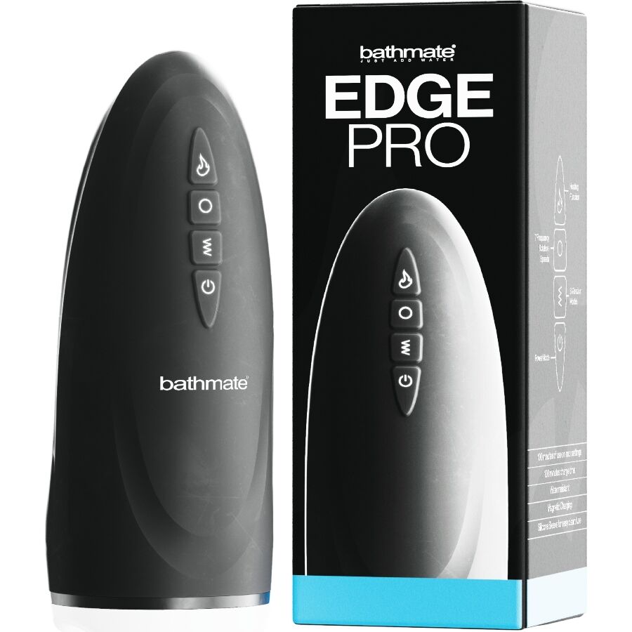 Close-up do masturbador masculino multifuncional BATHMATE Edge Pro, mostrando sua textura e design ergonómico.