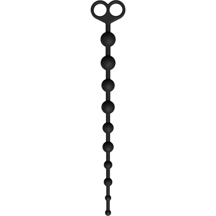 Detalhe das Bolas Anais Flexíveis de Silicone TOYJOY, mostrando o design e a flexibilidade do cordão.