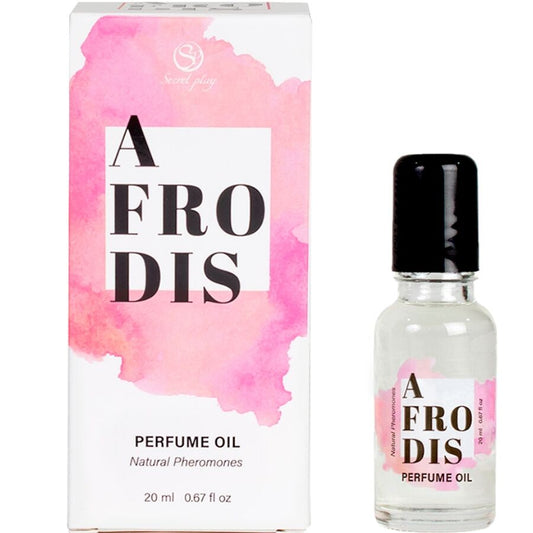 SECRETPLAY Perfume Óleo Afrodis Feromônios para Mulheres 20ml com aroma de caramelo, em embalagem roll-on.
