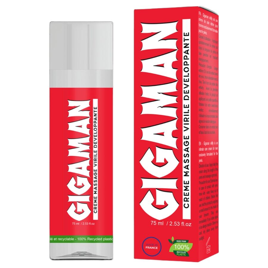 Embalagem do Creme de Massagem RUF GigaMan 100ml para aumento da virilidade masculina.