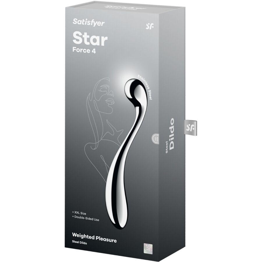 Dildo Satisfyer Star Force 4 de Aço Inoxidável Dupla Extremidade, para estimulação do Ponto G e sensações térmicas.