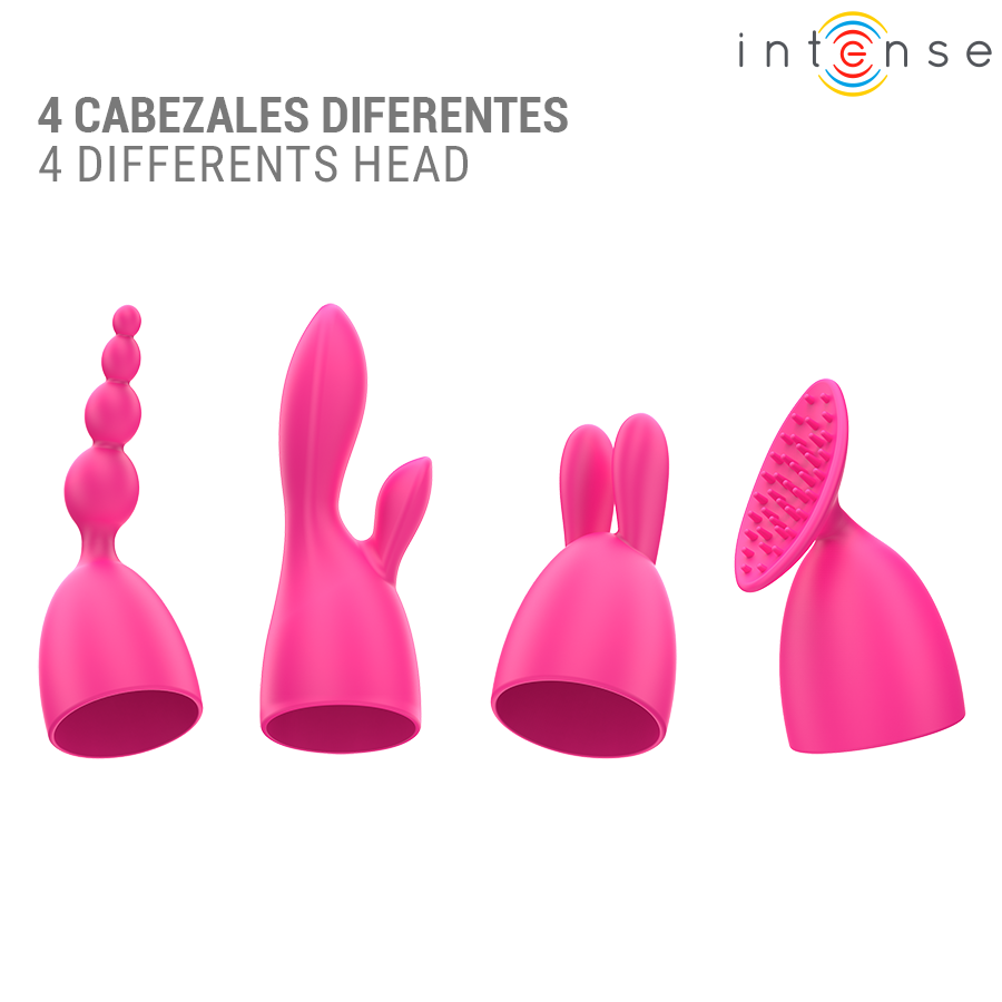 Vibrador Intense Cher com 4 cabeças intercambiáveis e 20 modos de vibração para prazer personalizado.