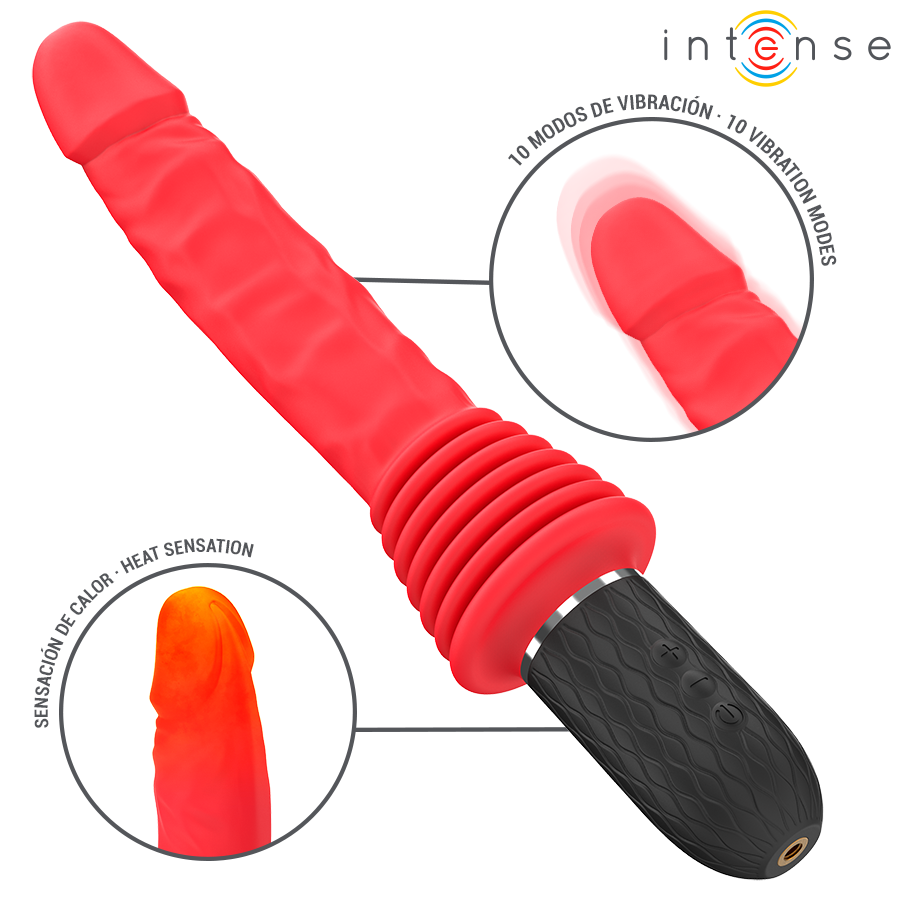 Close-up do Vibrador Penetrante Intense Cynthia com Aquecimento e Controle Remoto.