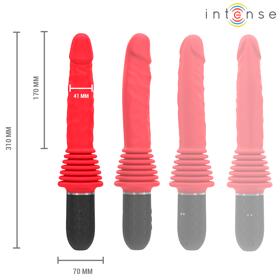 Close-up do Vibrador Penetrante Intense Cynthia com Aquecimento e Controle Remoto.