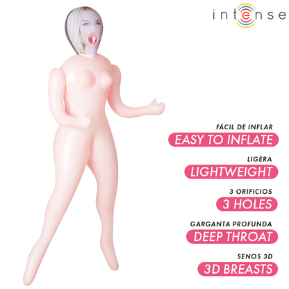 Boneca Inflável Intense Dolls Ingrid com Três Orifícios e Seios 3D.