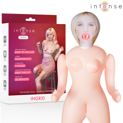 Boneca Inflável Intense Dolls Ingrid com Três Orifícios e Seios 3D.