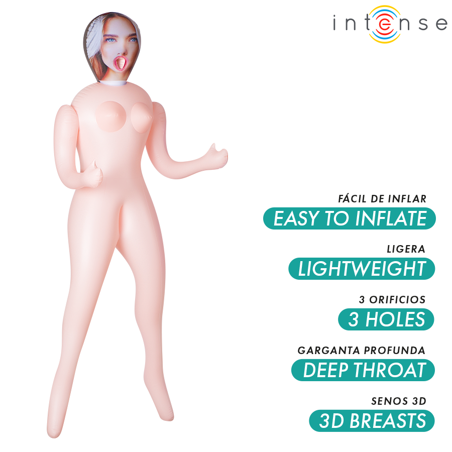 Boneca Inflável Intense Dolls Nicole com 3 orifícios e seios 3D