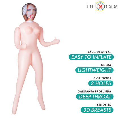 Boneca Inflável Intense Dolls Nicole com 3 orifícios e seios 3D