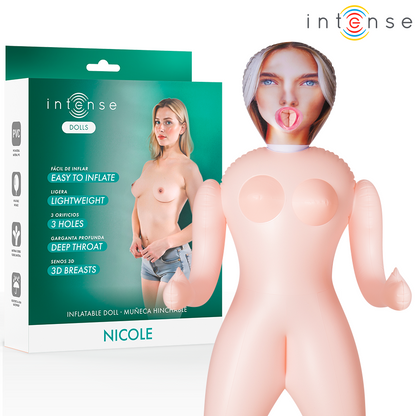 Boneca Inflável Intense Dolls Nicole com 3 orifícios e seios 3D