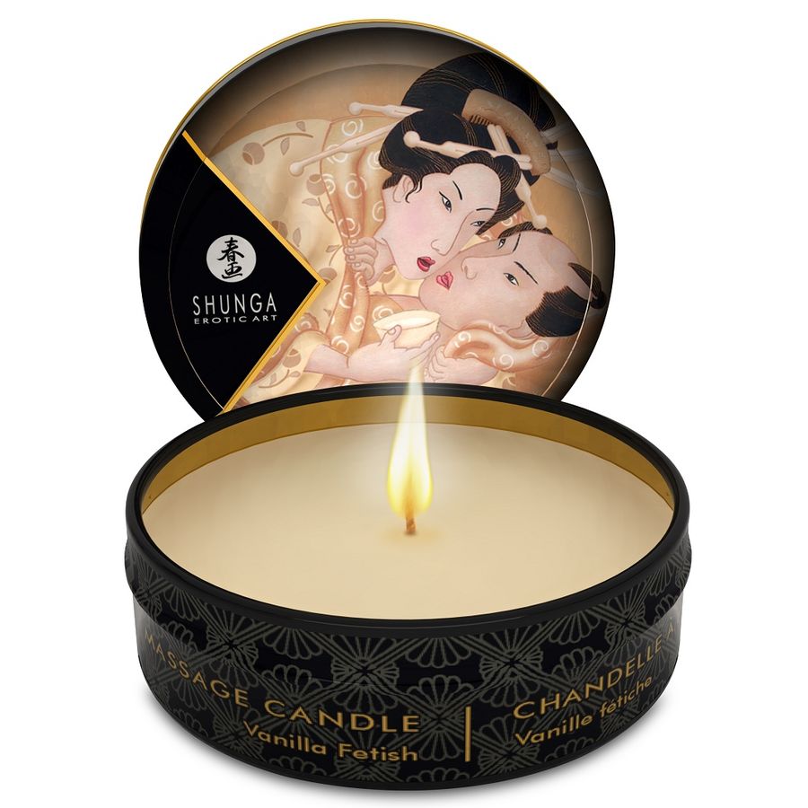 Vela de massagem Shunga de baunilha 30ml para massagens sensuais e relaxamento.