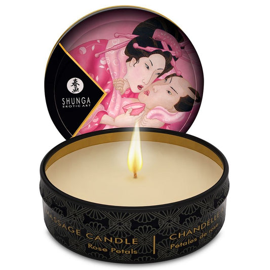 Vela de Massagem Shunga Mini Caress | Óleo Quente com Aroma de Rosas - 30ml