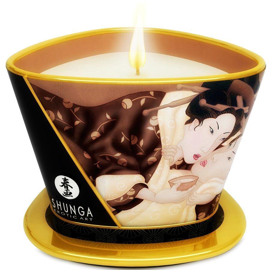 Vela de Massagem Shunga Mini Caress by Candlelight com aroma a chocolate 170ml.