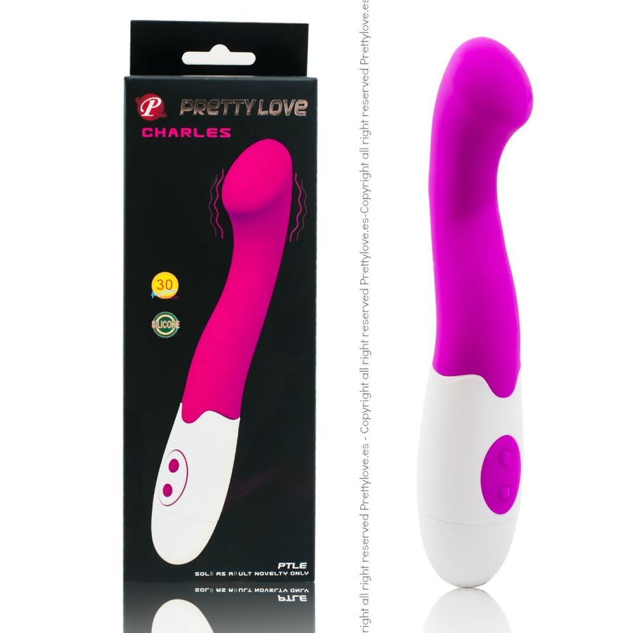 Vibrador Charles da PRETTY LOVE em lilás e branco, com design ergonómico e silicone suave.
