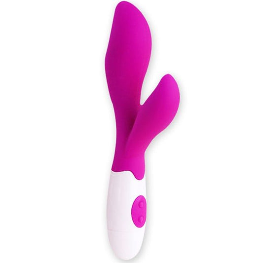 Close-up do PRETTY LOVE Vibrador Newman em lilás e branco, mostrando design ergonómico.