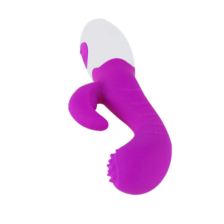 Close-up of the PRETTY LOVE Vibrador Arthur Lilás/Branco, showing its ergonomic design and silicone texture.