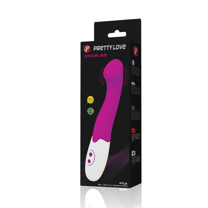 Vibrador Charles da PRETTY LOVE em lilás e branco, com design ergonómico e silicone suave.