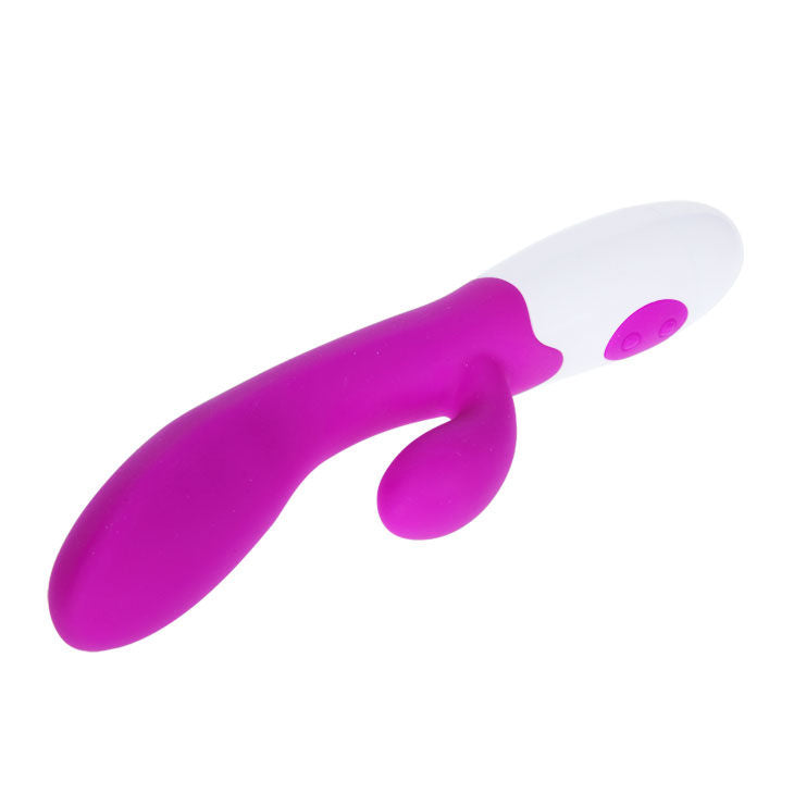 Vibrador Pretty Love Alvis com estimulador de clitóris em lilás e branco