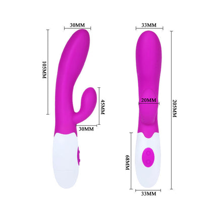 Vibrador Pretty Love Alvis com estimulador de clitóris em lilás e branco