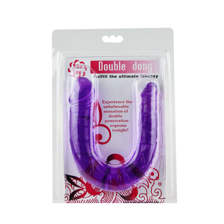 Imagem do Dildo Duplo de Geléia Flexível BAILE LILS, mostrando seu material maleável e formato para dupla penetração.